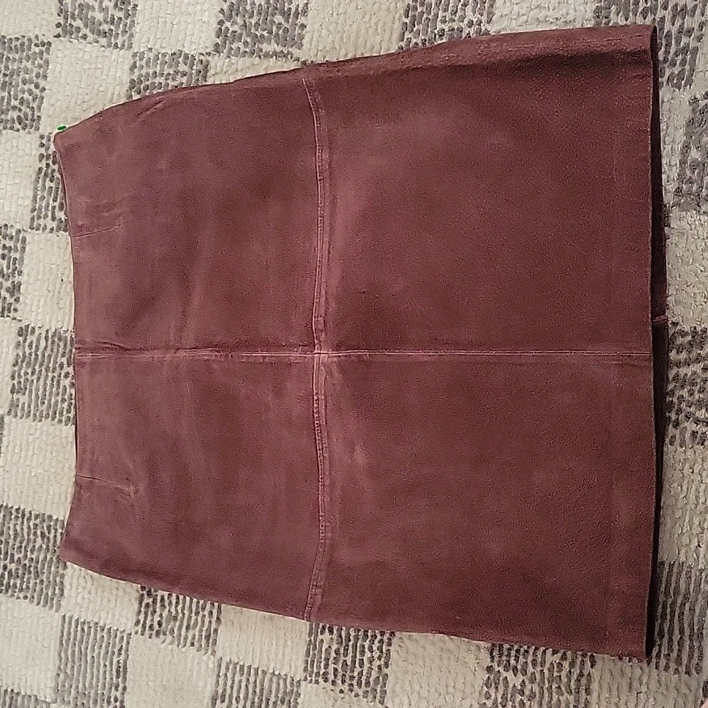Brown suede leather midi shirt
